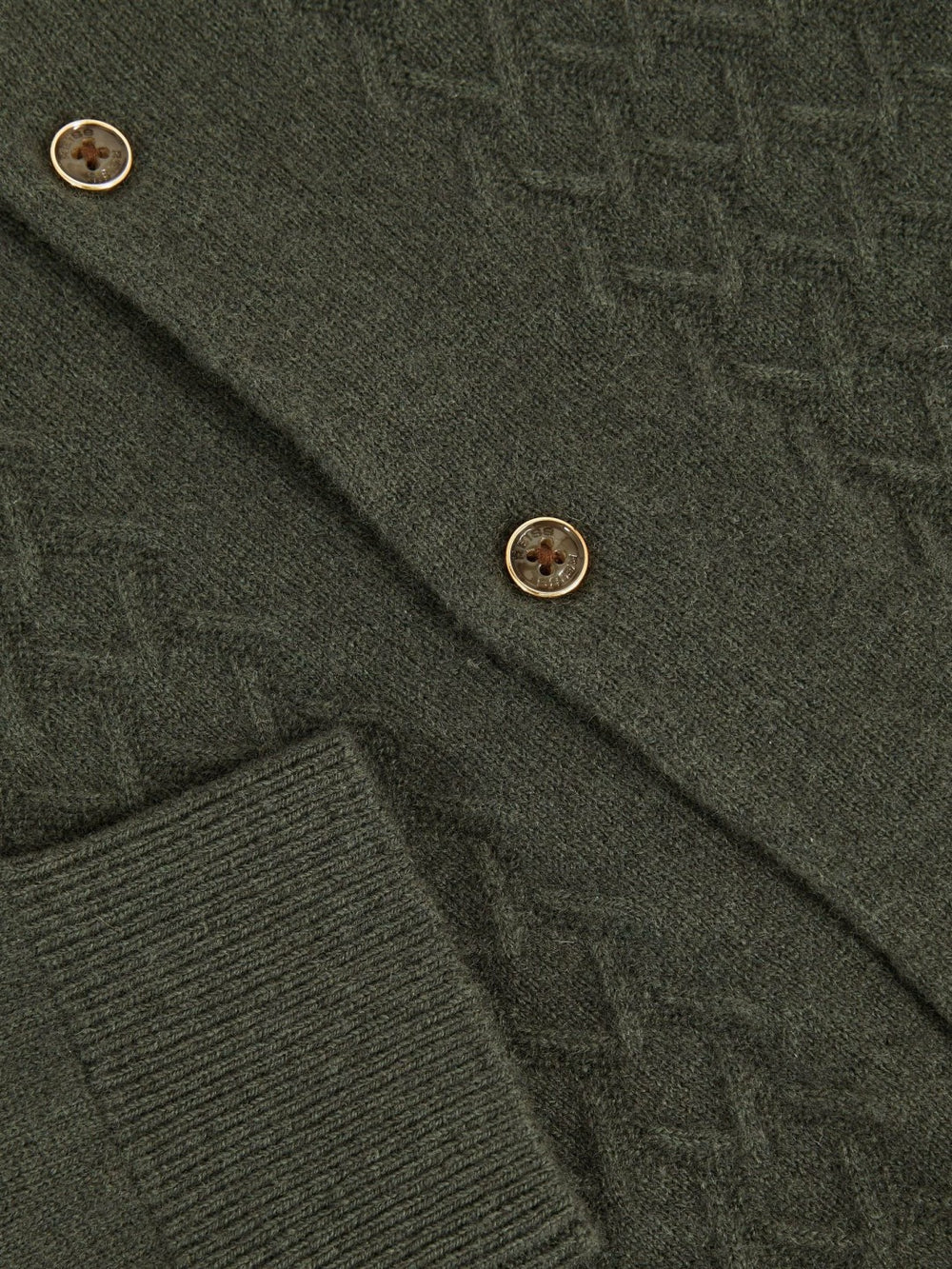 9-13 yrs Wool V-Stitch Button-Through Cardigan in Forest Green