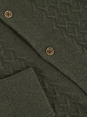9-13 yrs Wool V-Stitch Button-Through Cardigan in Forest Green