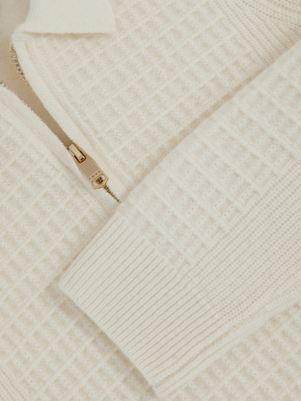 3-9 yrs Wool Waffle-Knit Half-Zip Polo Shirt in Off White