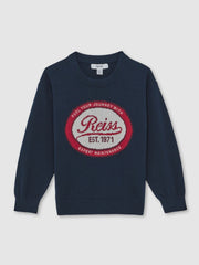 13-14 yrs Cotton Motor Cars Logo Jumper in Navy