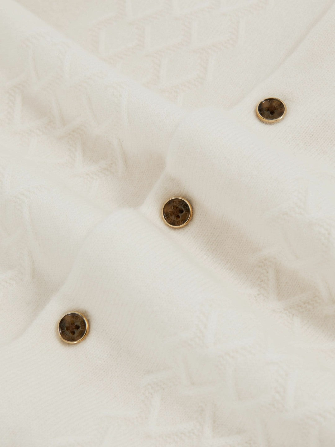 9-13 yrs Wool V-Stitch Button-Through Cardigan in Off White