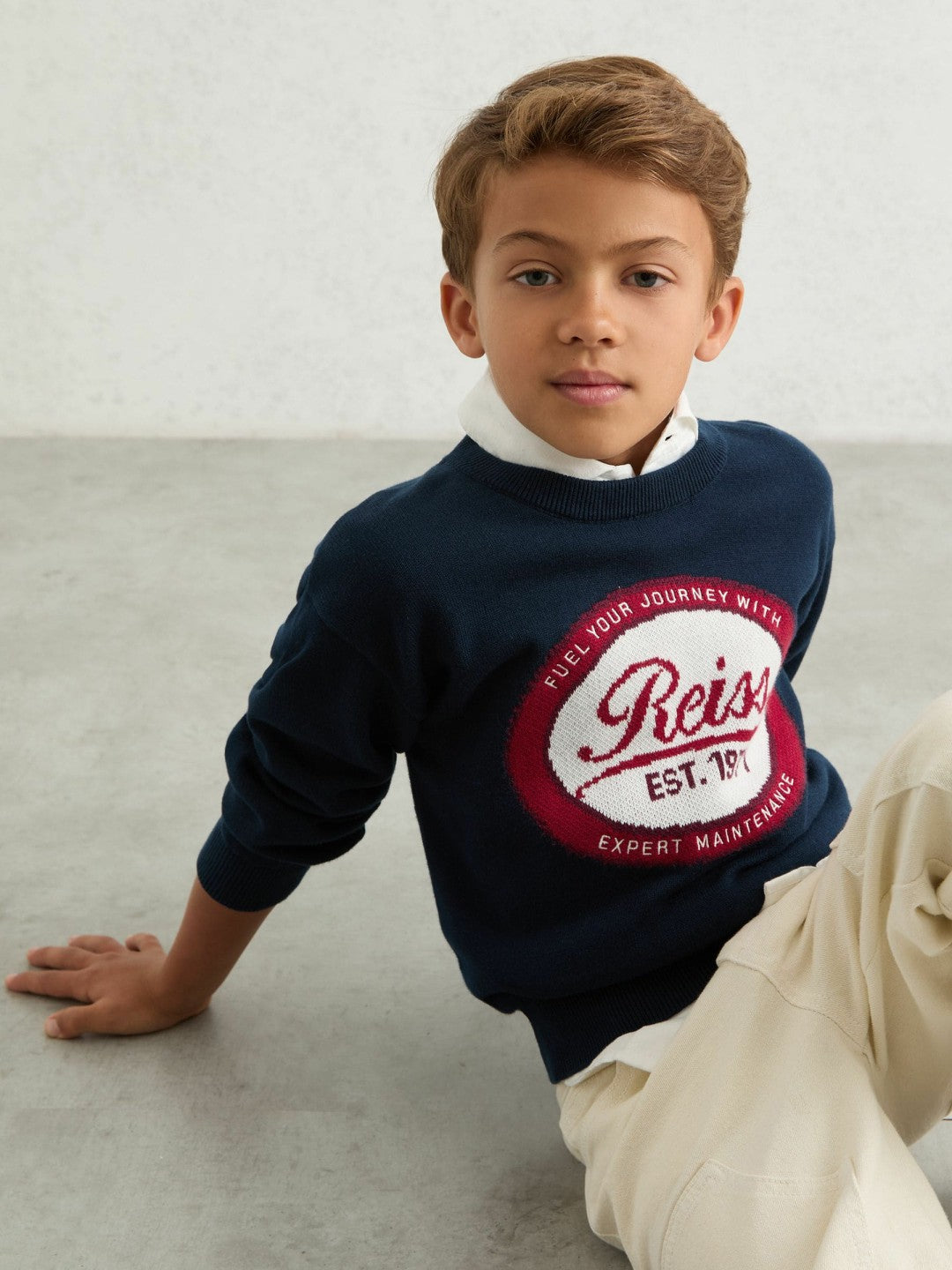 3-9 yrs Cotton Motor Cars Logo Jumper in Navy