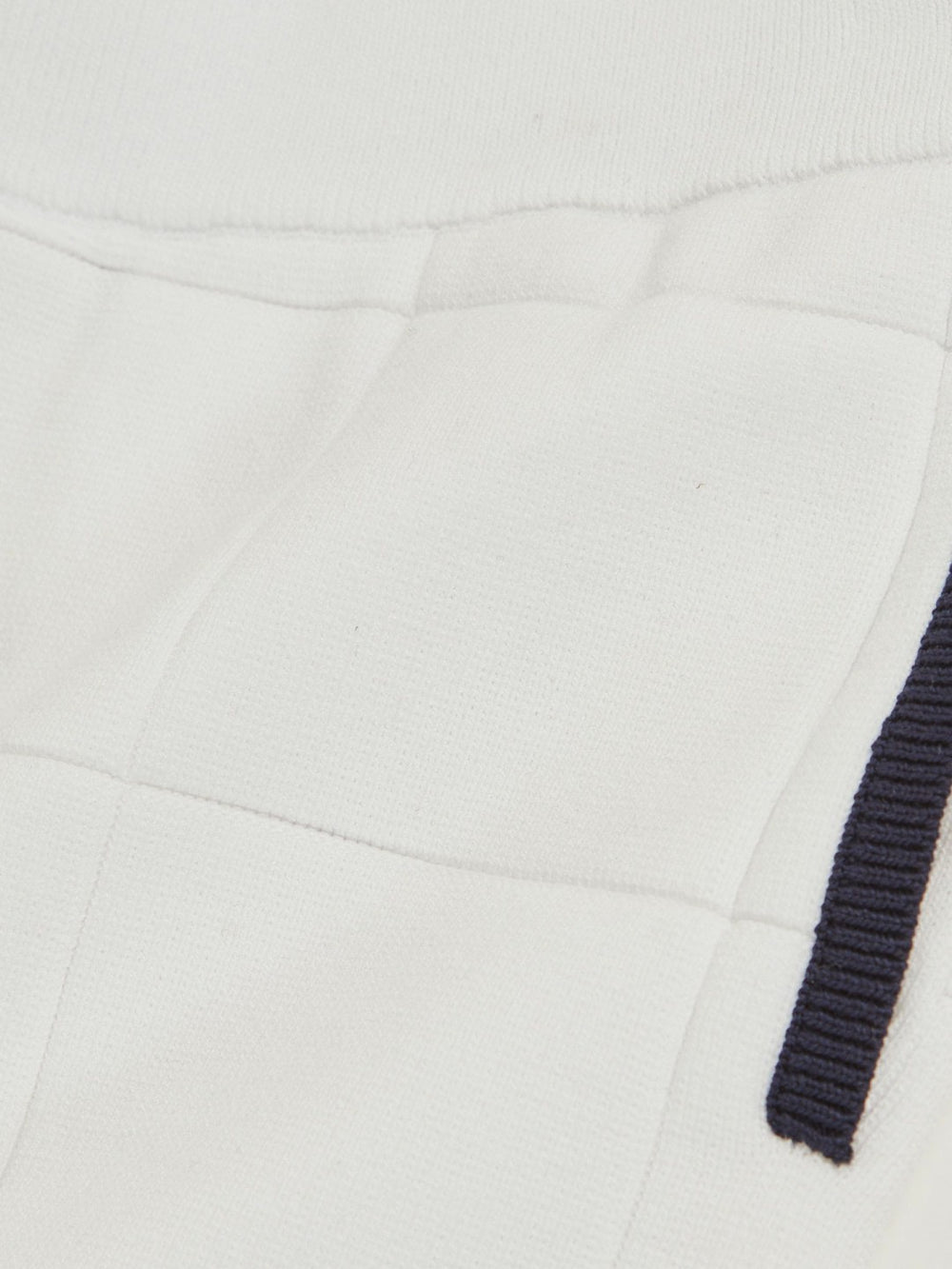 9-12 yrs Tipped Knit Stitch-Detail Shorts in White/Navy