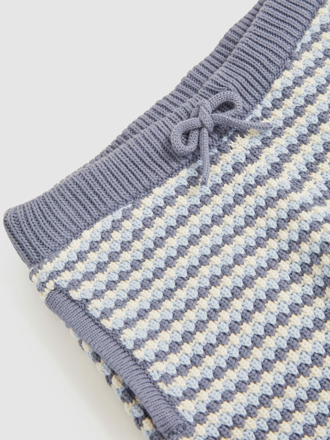 9-13 yrs Cotton-Blend Knitted Stripe Shorts in Blue/White