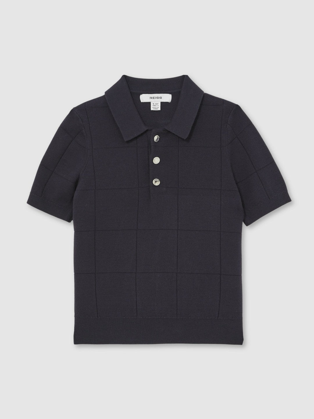 9-13 yrs Stitch-Detail Press-Stud Polo Shirt in Navy Blue