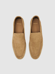 Suede Slip-On Loafers in Stone