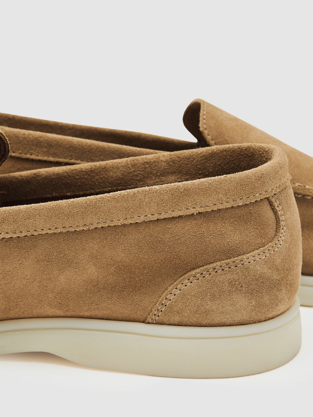 Suede Slip-On Loafers in Stone