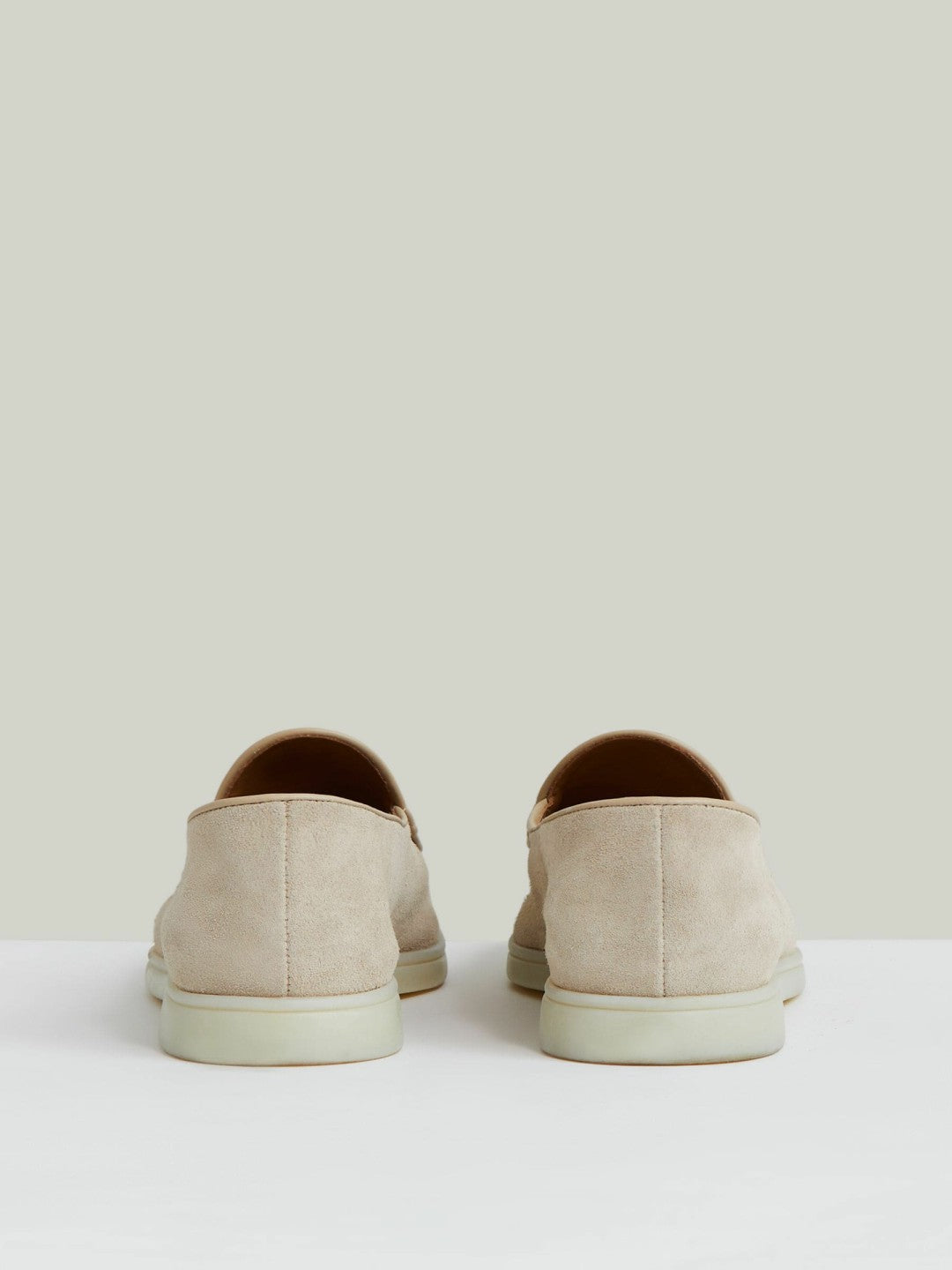 Suede Tassel Loafers in Light Stone