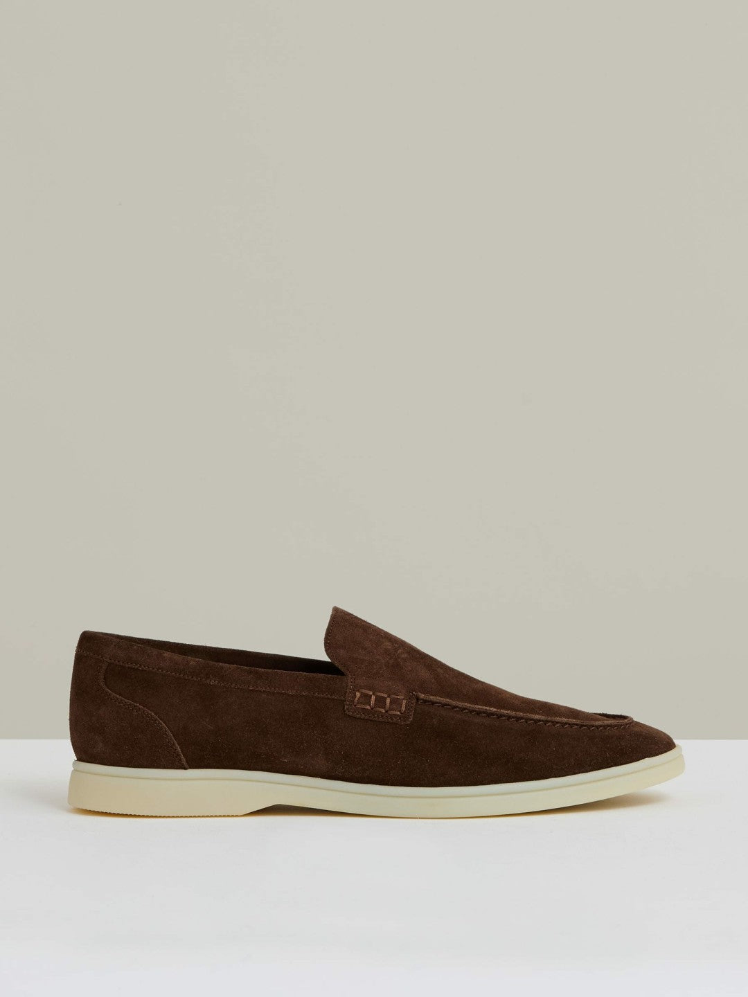 Suede Slip-On Loafers in Chocolate Brown