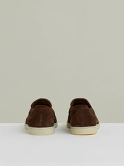 Suede Slip-On Loafers in Chocolate Brown