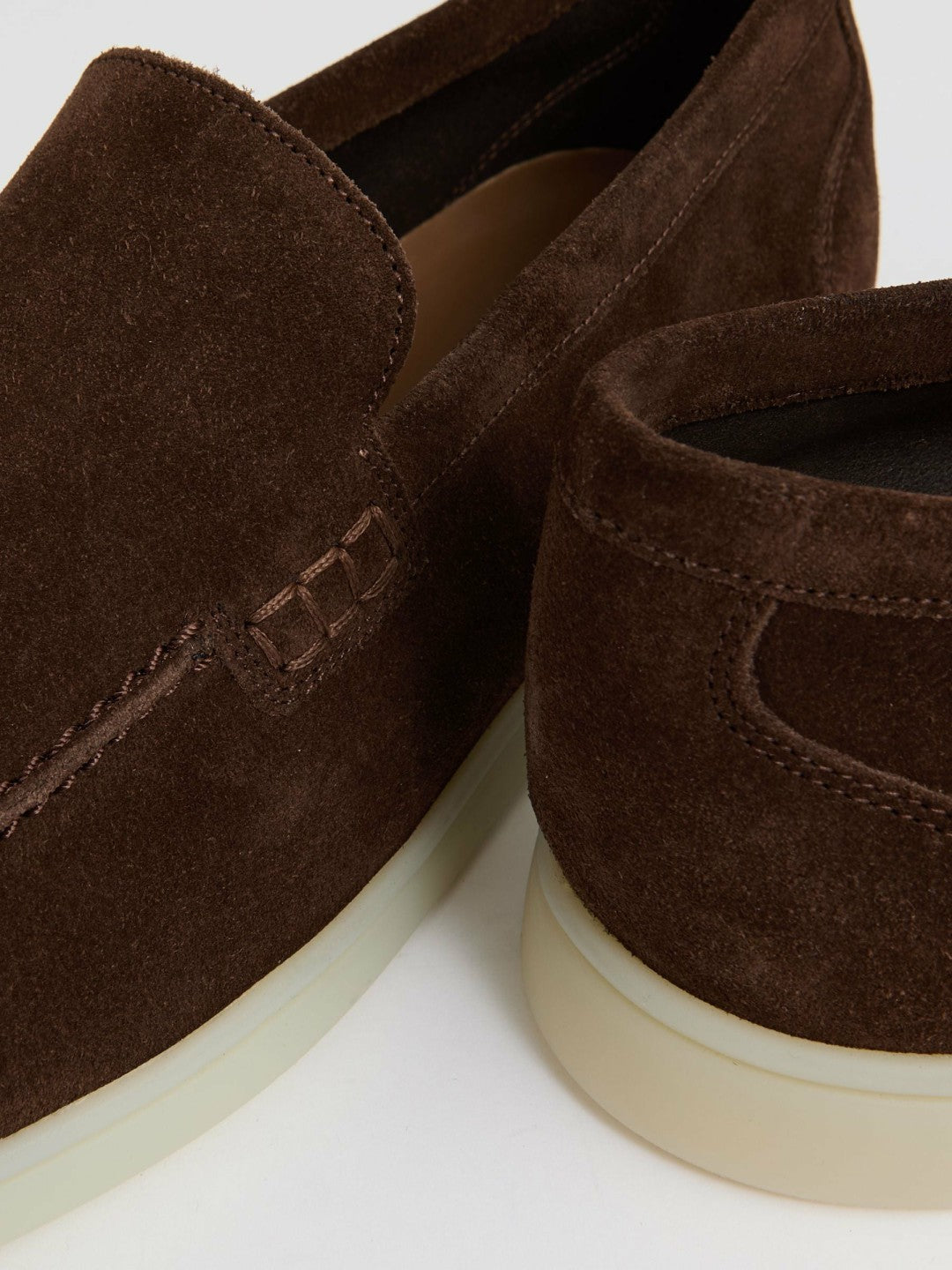 Suede Slip-On Loafers in Chocolate Brown