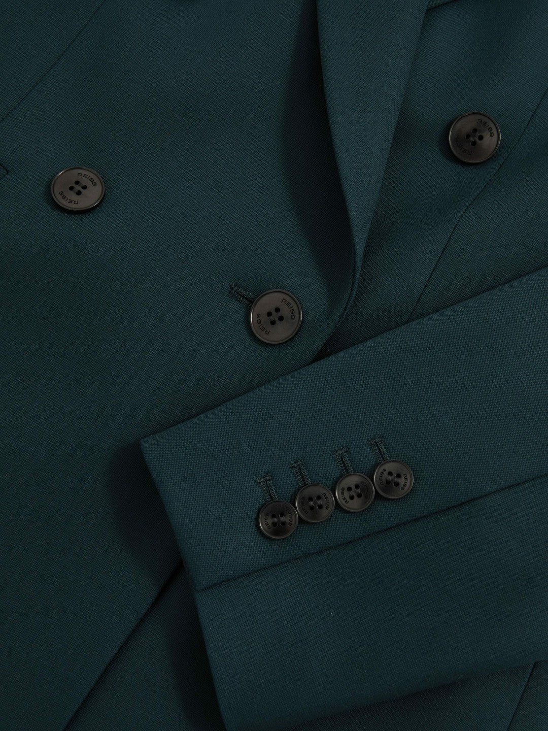 Wool-Blend Double-Breasted Suit Blazer in Green