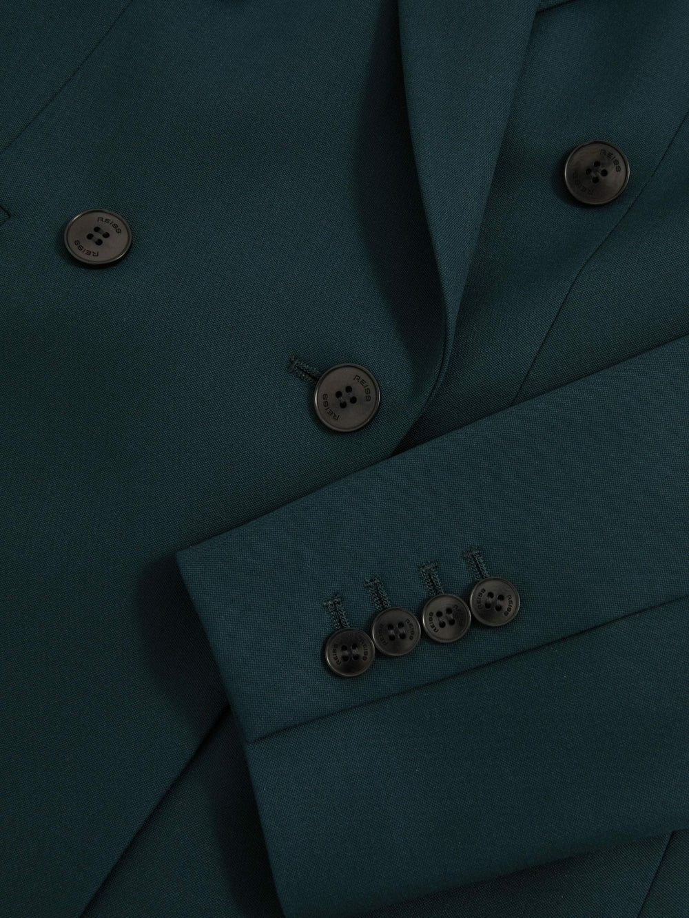 Wool-Blend Double-Breasted Suit Blazer in Green