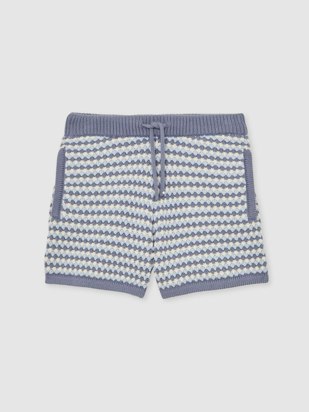 13-14 yrs Cotton-Blend Knitted Stripe Shorts in Blue/White