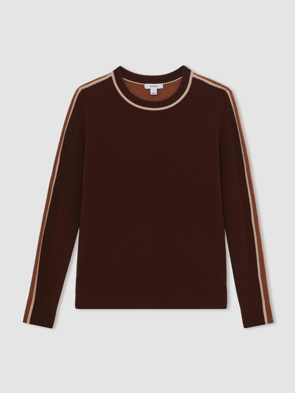 Wool-Blend Colour-Block Jumper With Cashmere in Burgundy/Tan