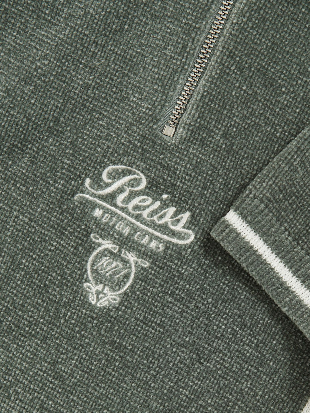 13-14 yrs Chenille Tipped Motor Cars Polo Shirt in Dark Sage Green/White