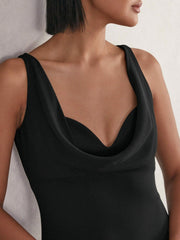 Cowl-Neck Sleeveless Maxi Dress in Black