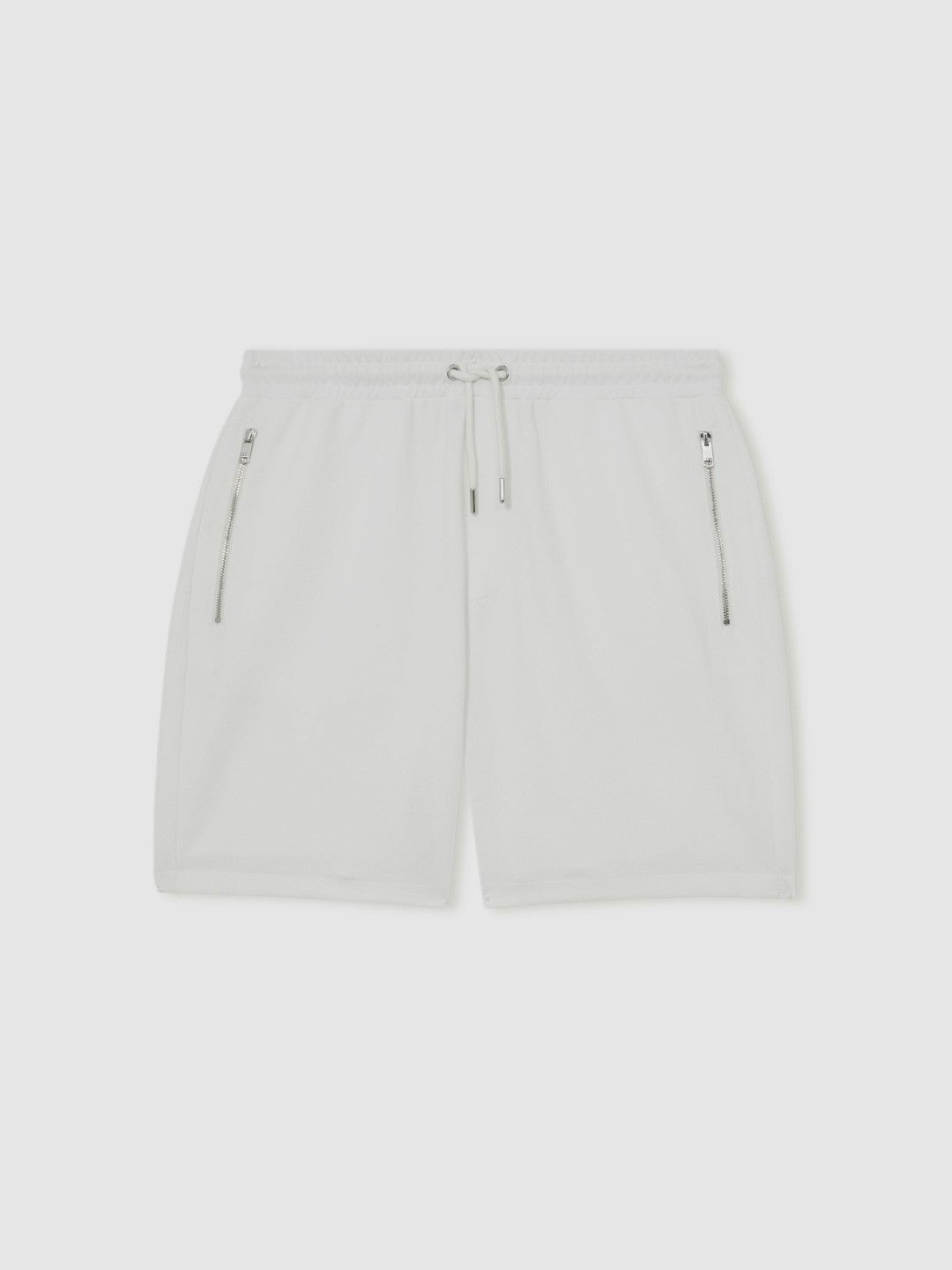 Textured Drawstring Shorts in White