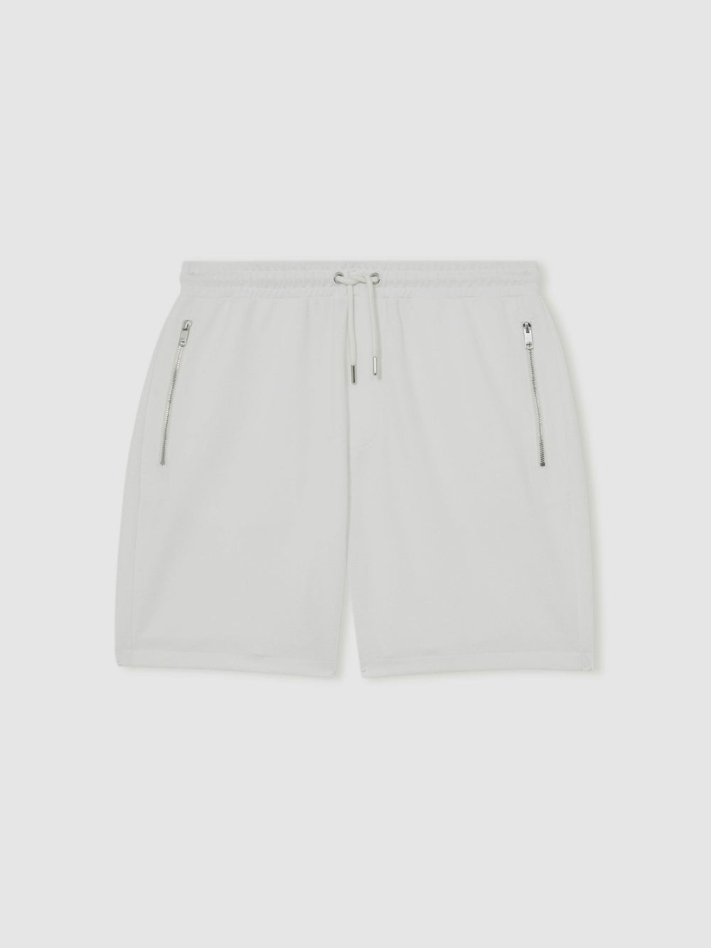 Textured Drawstring Shorts in White