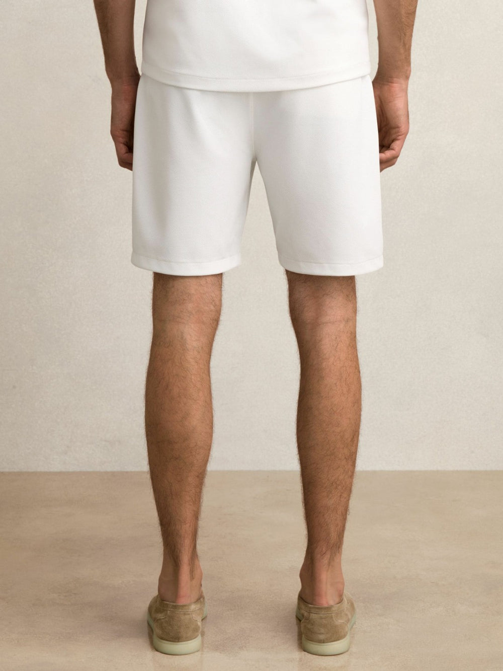 Textured Drawstring Shorts in White