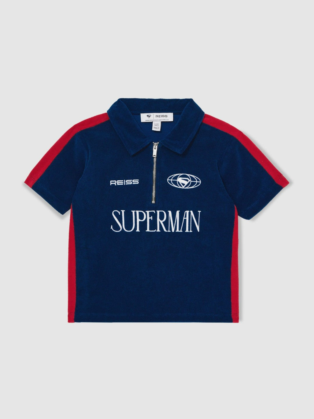 9-13 yrs Superman Towelling Polo Shirt in Blue/Red