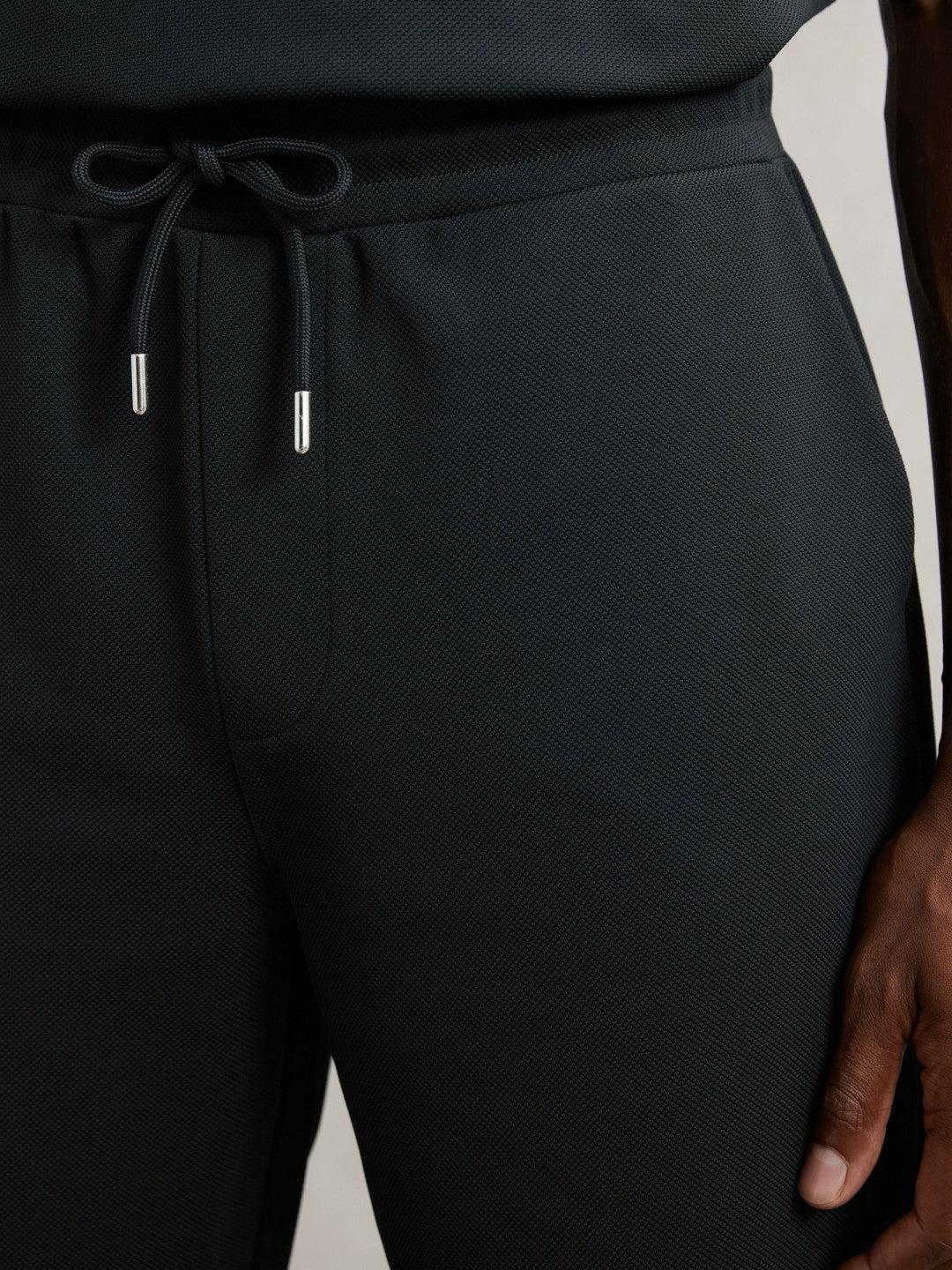 Textured Drawstring Shorts in Navy