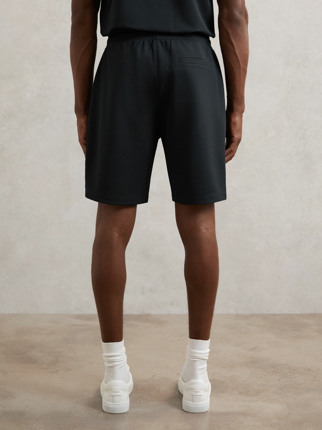 Textured Drawstring Shorts in Navy