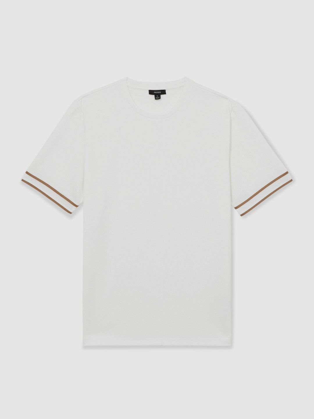 Textured Crew-Neck Tipped T-Shirt in White