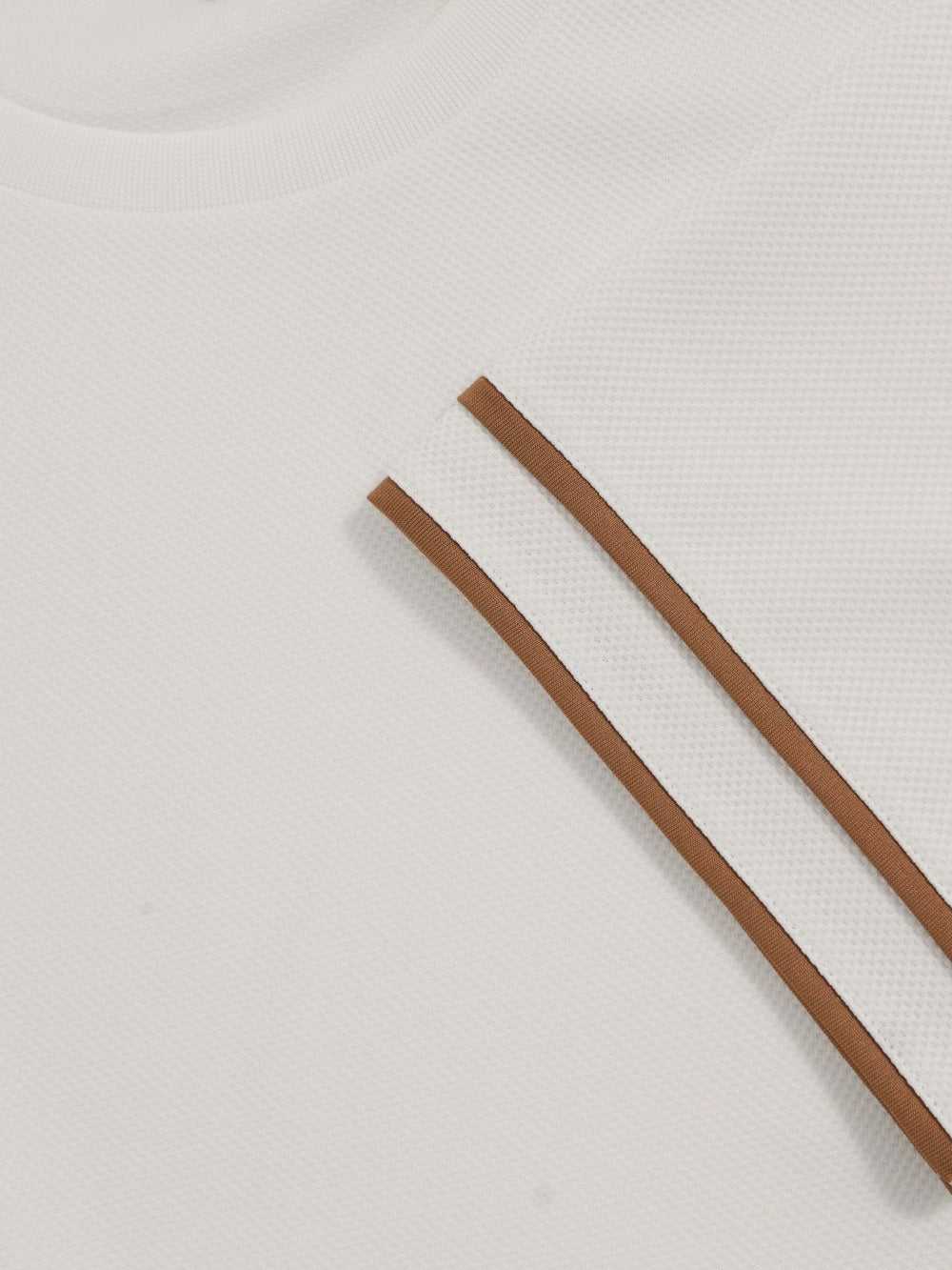 Textured Crew-Neck Tipped T-Shirt in White