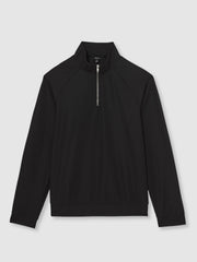 Half-Zip Funnel-Neck Sweatshirt in Black