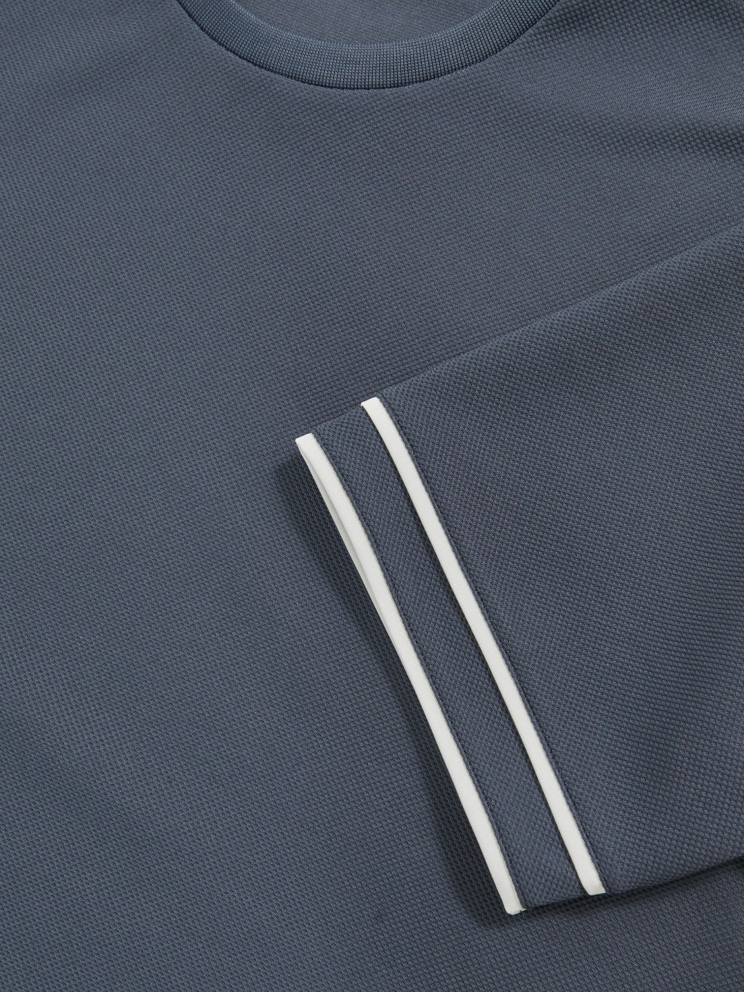 Textured Crew-Neck Tipped T-Shirt in Airforce Blue