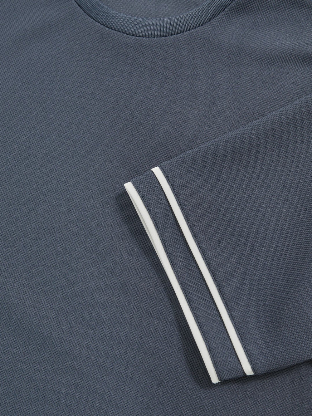 Textured Crew-Neck Tipped T-Shirt in Airforce Blue
