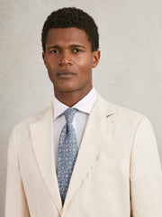 Silk Floral-Medallion Tie in Soft Blue