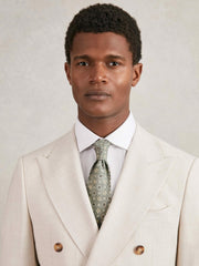 Silk Floral-Medallion Tie in Soft Sage