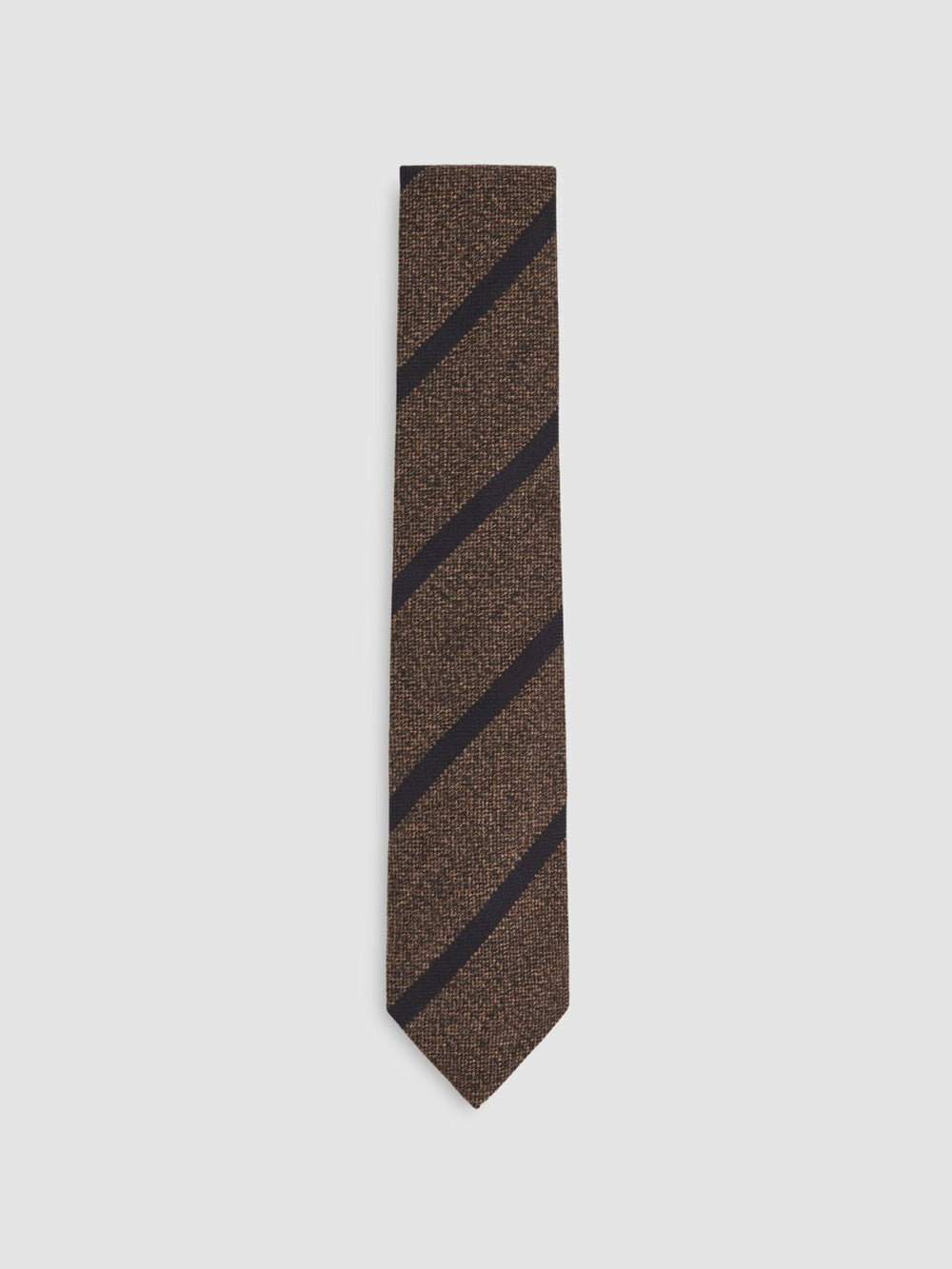 Wool-Silk Striped Tie in Chocolate Brown