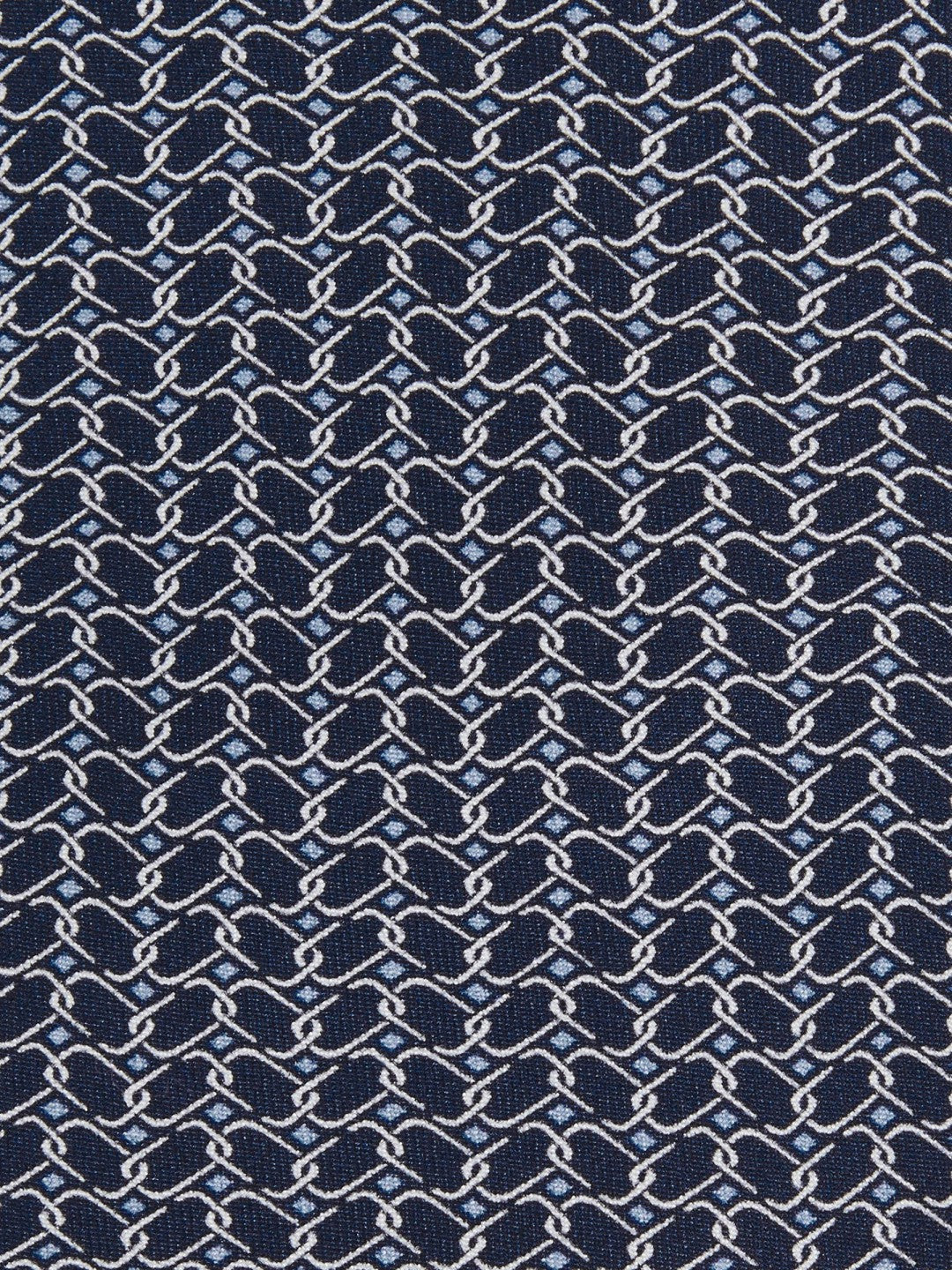 Silk Geometric-Chain Print Tie in Navy