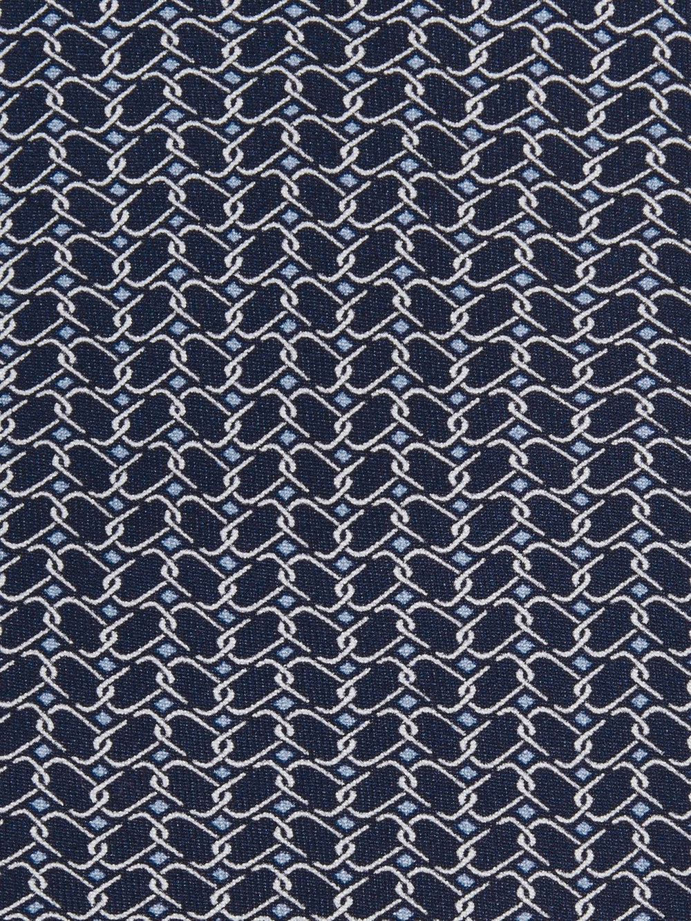 Silk Geometric-Chain Print Tie in Navy