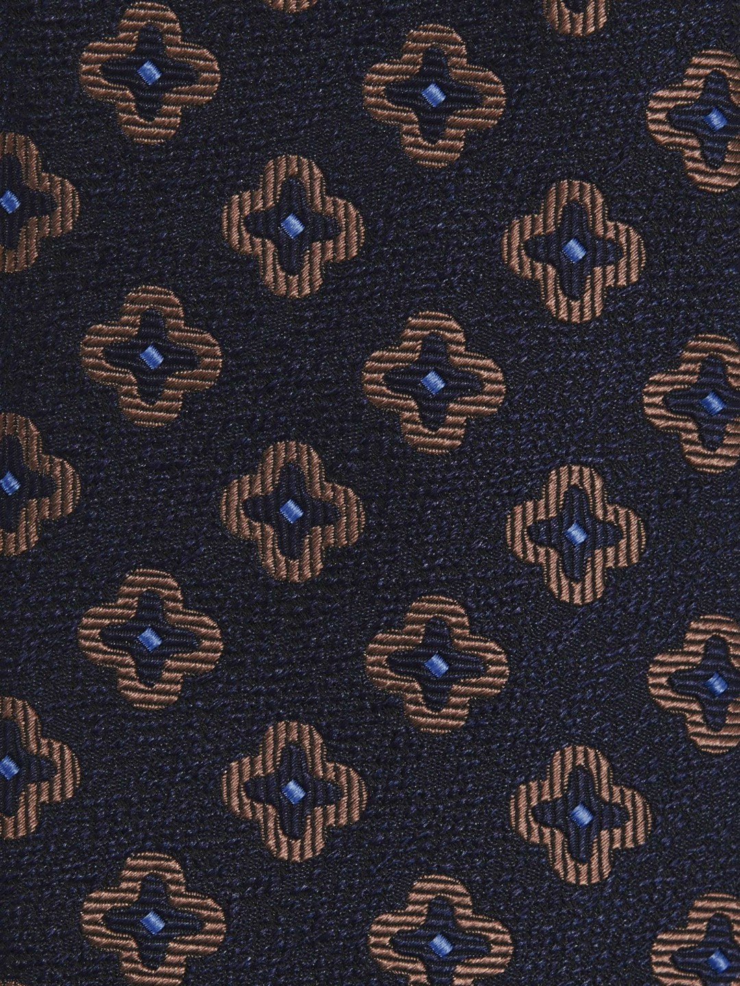 Silk-Wool Floral-Medallion Tie in Navy
