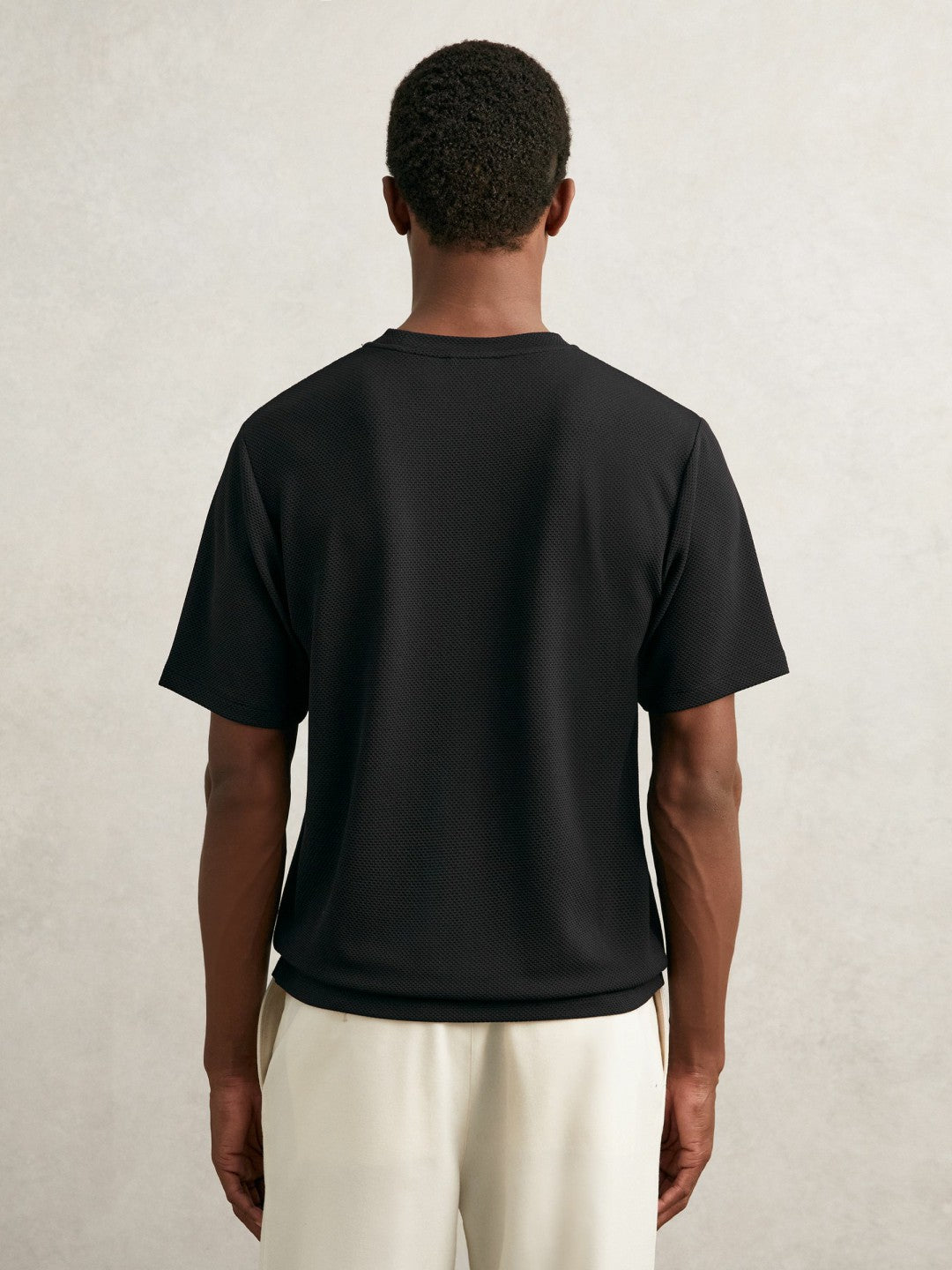 Textured Crew-Neck T-Shirt in Black