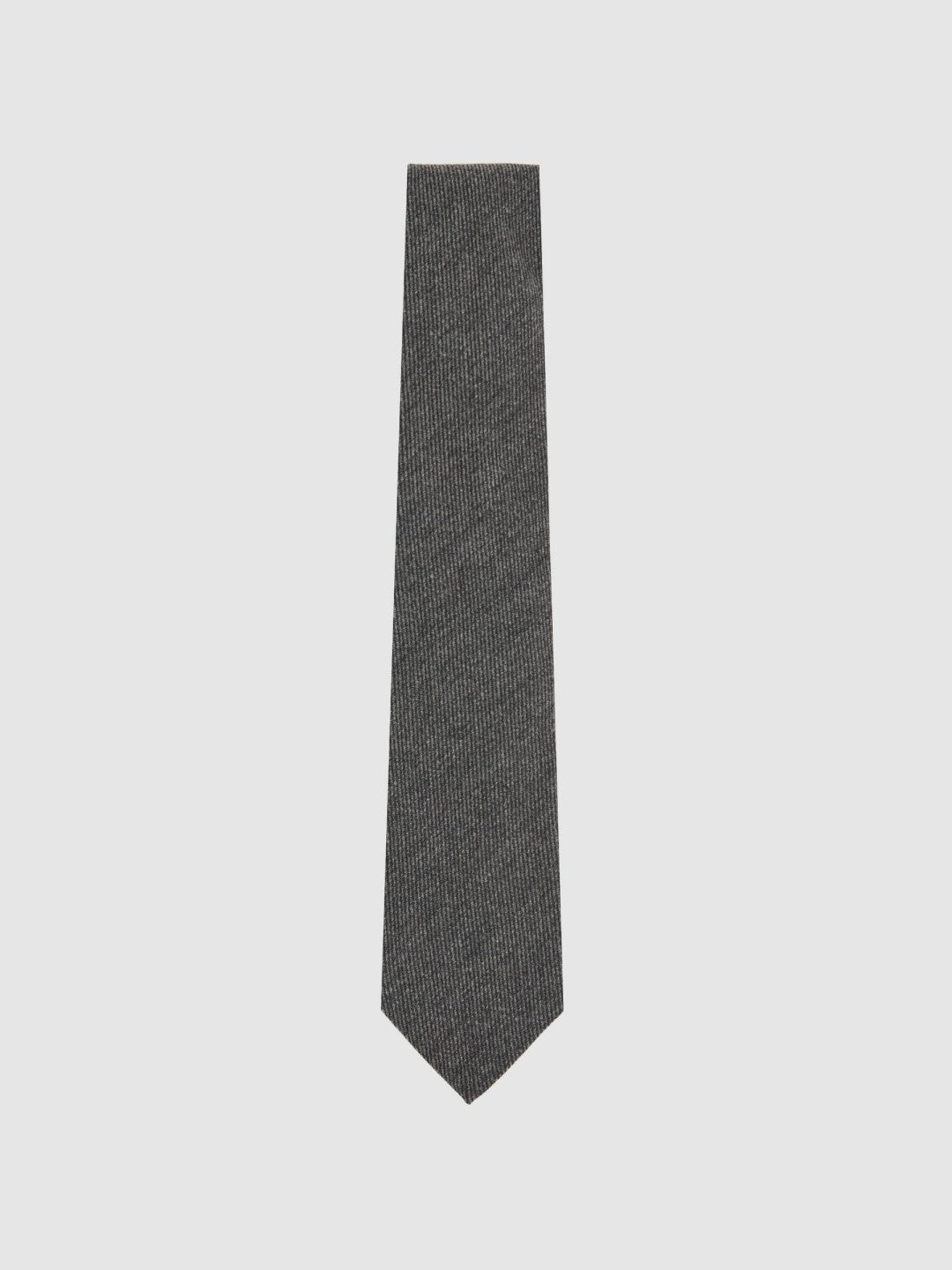 Wool-Silk Textured Tie in Charcoal