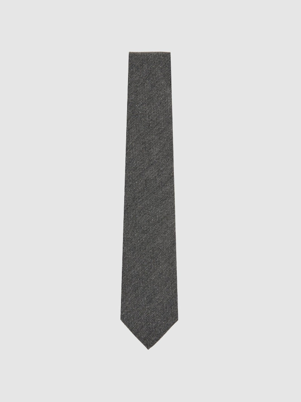 Wool-Silk Textured Tie in Charcoal