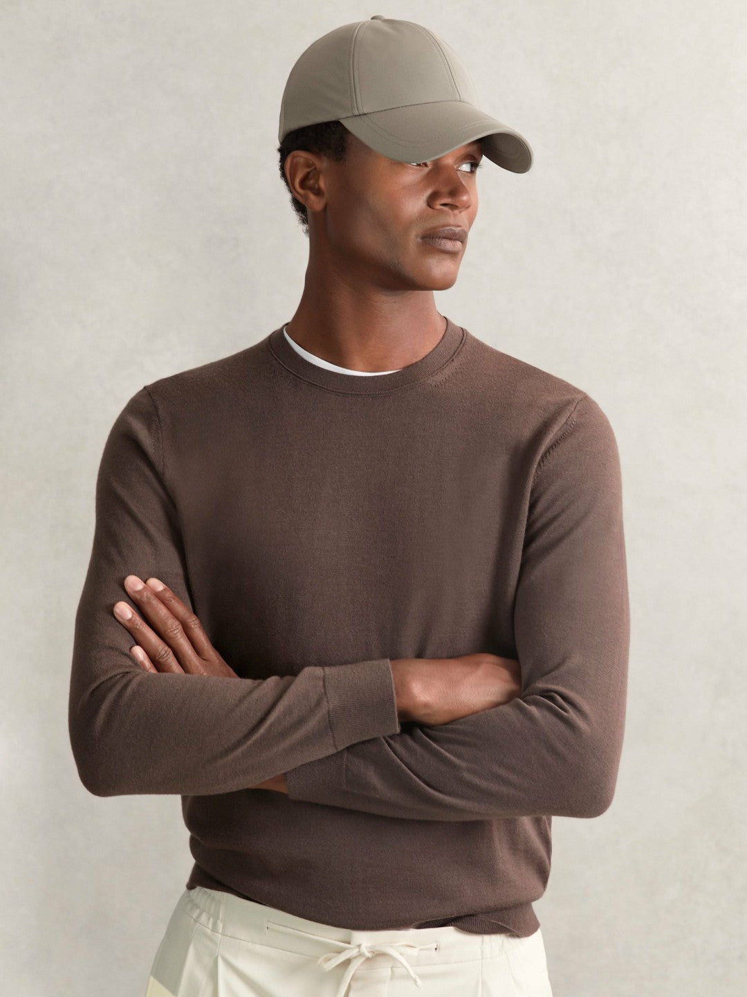 Embroidered Logo Tech Baseball Cap in Mushroom Brown