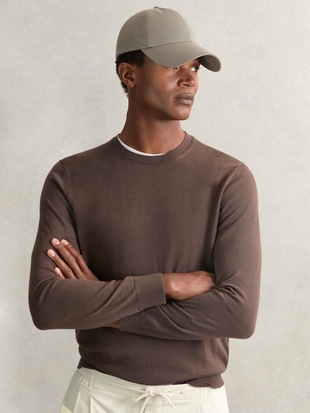 Embroidered Logo Tech Baseball Cap in Mushroom Brown