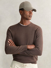 Embroidered Logo Tech Baseball Cap in Mushroom Brown