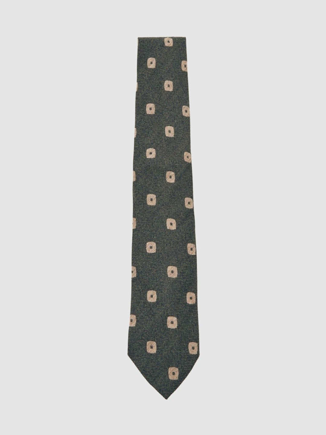 Silk-Wool Square-Medallion Tie in Forest Green
