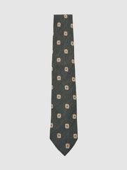 Silk-Wool Square-Medallion Tie in Forest Green