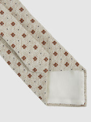 Wool-Silk Floral-Medallion Tie in Oatmeal Melange