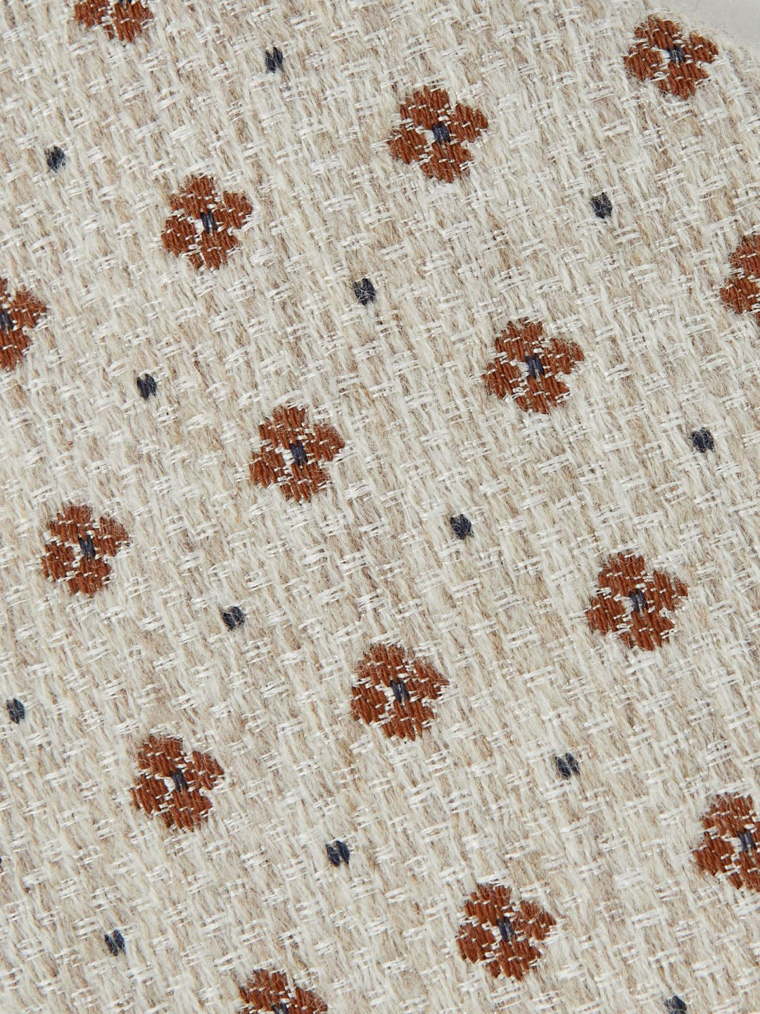 Wool-Silk Floral-Medallion Tie in Oatmeal Melange