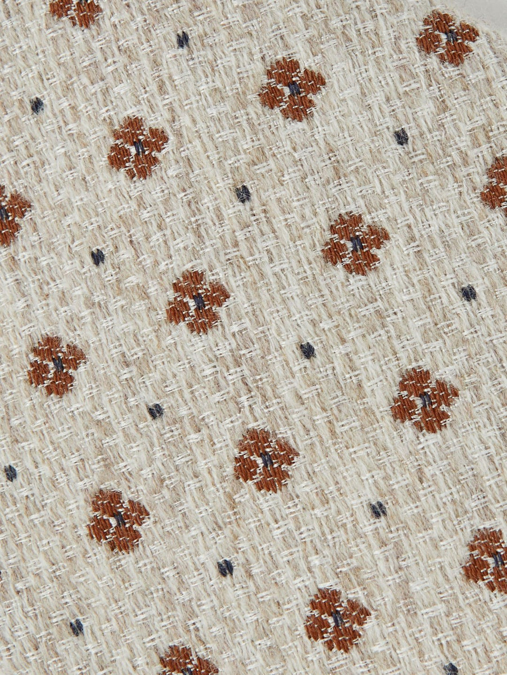 Wool-Silk Floral-Medallion Tie in Oatmeal Melange