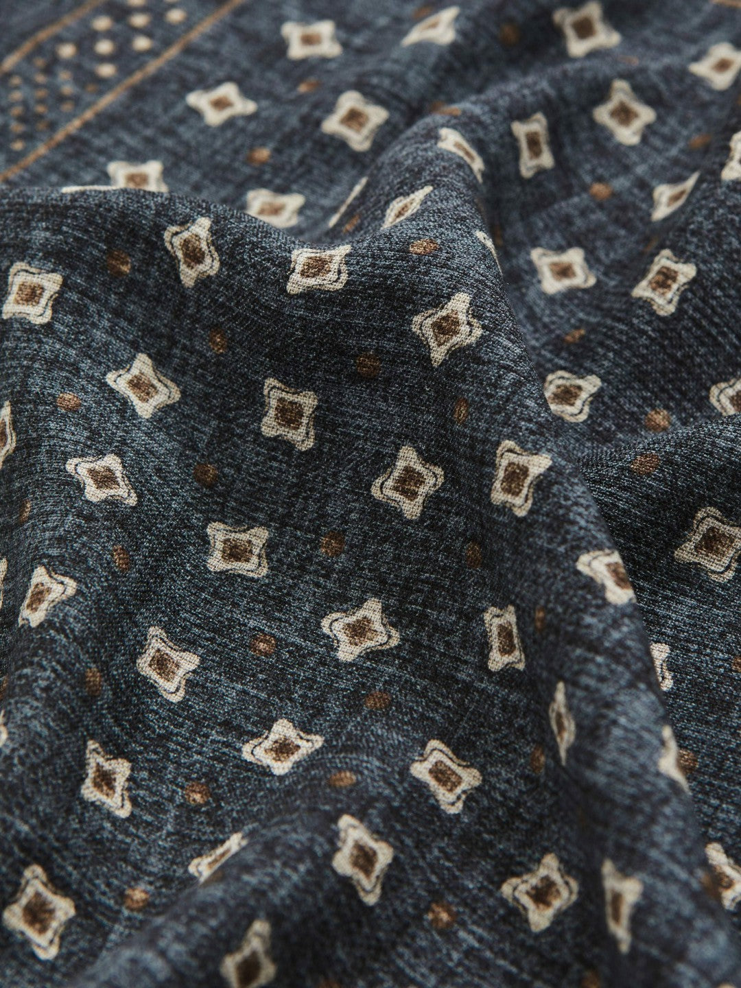 Silk Floral-Medallion Pocket Square in Denim Blue Melange